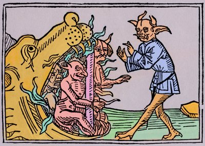 The Devil Belial before the Gates of Hell, from Das Buch Belial, published in Augsburg by German School