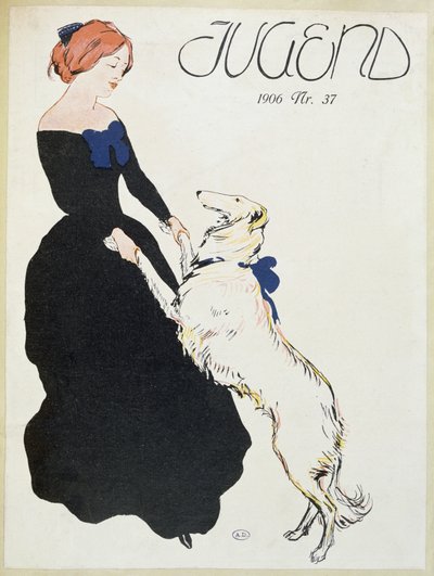 Lady with a Greyhound by German School
