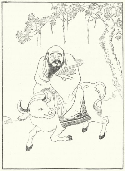 Laozi, ancient Chinese Philosopher, on a water buffalo by German School