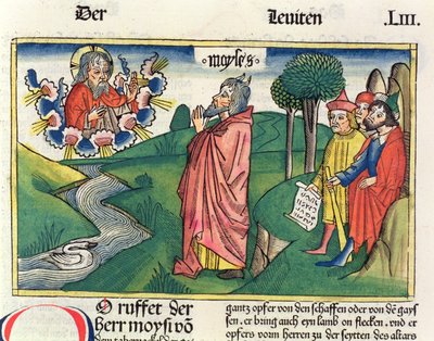 Leviticus 1:1-7 The Law of Offerings, from the Nuremberg Bible by German School