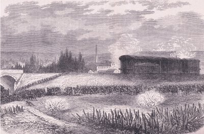 Locomotive batteries in action, Cassells History of the War between France and Germany published by Cassell and Company Limited, c.1890 by German School