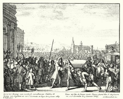 Louis XIV of France Welcoming James II of England into Exile by German School