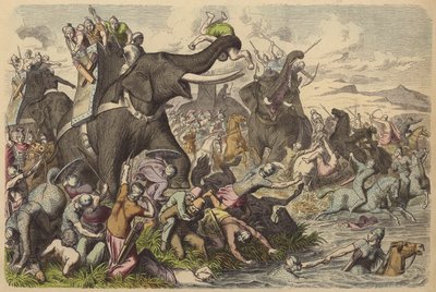 Macedonians using War Elephants in a Battle with the Dacians and Sarmatians by German School