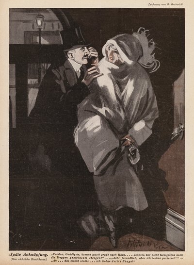 Man propositioning a young woman by German School
