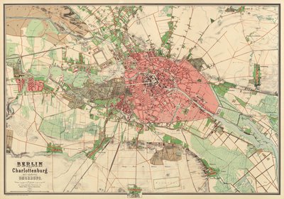 Map of Berlin, Printed by Koenigl. Lithogr. Institut, Berlin, 1857 by German School