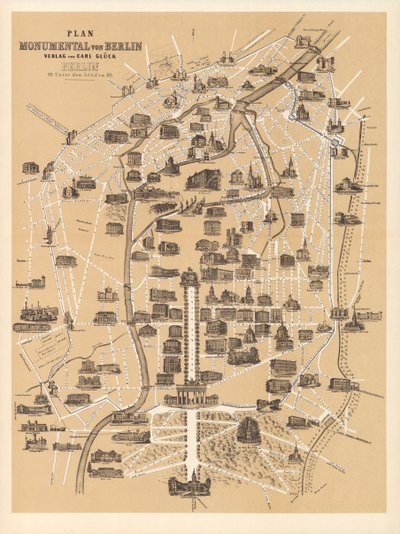 Map of Berlin, Published by Carl Glueck Verlag, Berlin, 1860 by German School