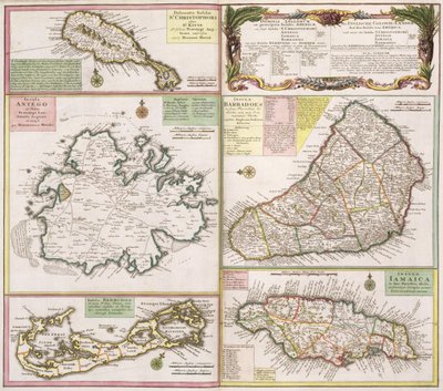 Map of English Colonies in the Caribbean, pub. by Homanns Heirs, Nuremberg, c.1750 by German School