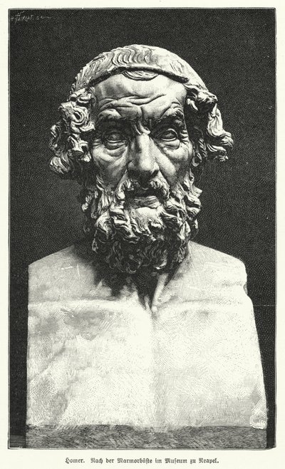 Marble bust of Homer by German School