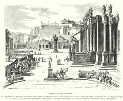 Market Place of Sparta, Ancient Greece by German School