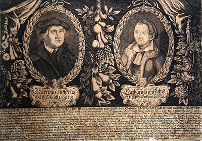 Martin Luther and his wife Katharina von Bora by German School