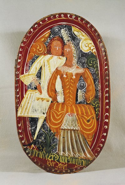 Marzipan box depicting a man and woman, c.1660 by German School