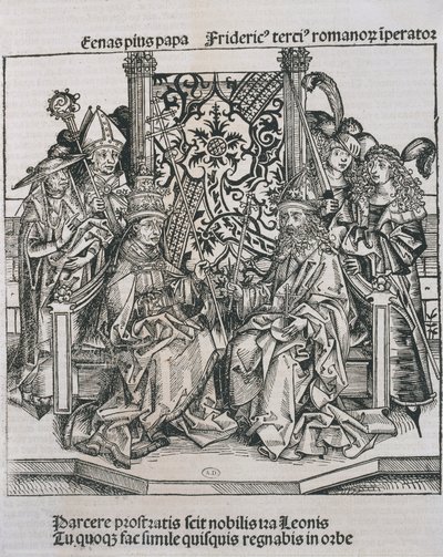 Meeting between Pope Pius II and Frederick III, Emperor of Germany by German School
