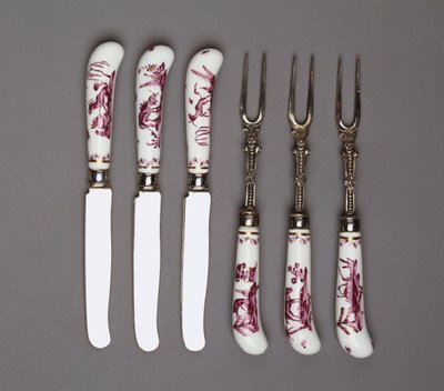 Meissen knife and fork handles, c.1735 by German School