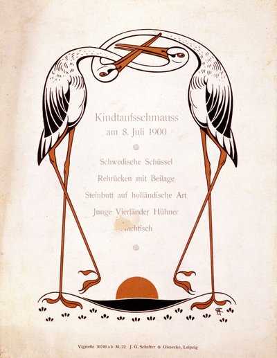 Menu for a baptismal meal. Germany, 8/07/1900 by German School