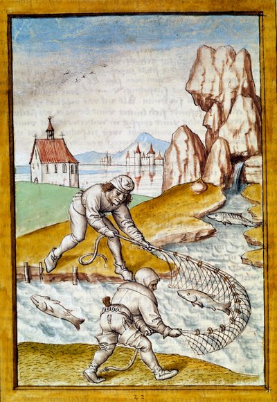 Miniature Net Fishing from a German Translation of the Fables of Kalila and Dimna by German School