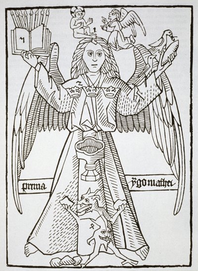 Mnemonic Figure, from Ars Memorandi, c.1470, (reprinted 1883) illustrated in a history of magic published late 19th century by German School