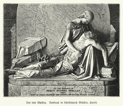 Monument to English poet Percy Bysshe Shelley, Christchurch Priory, Dorset by German School