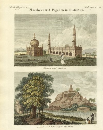 Mosques and pagodas in Hindustan by German School