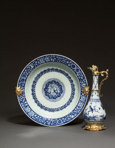 Mounted Chinese ewer and dish, Augsburg, c.1655-60 by German School