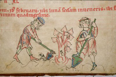 February: Hoeing, Cistercian Psalter by German School