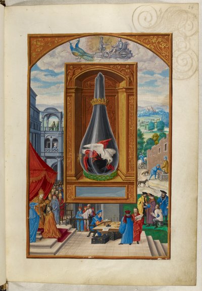 Ms Harley 3469, f.24 Three Birds Fighting in Flask, the Fourth Treatise, from 