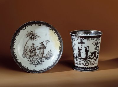 Mug Shaped Cup and Saucer by German School