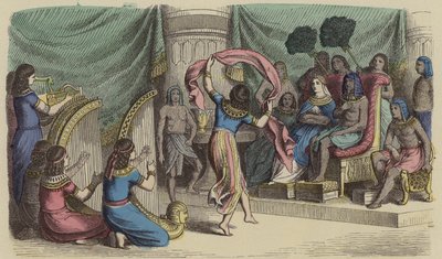 Musicians and Dancers Performing Before the Pharaoh in Ancient Egypt by German School