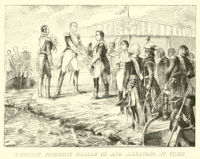 Napoleon, Frederick William III and Alexander at Tilsit by German School