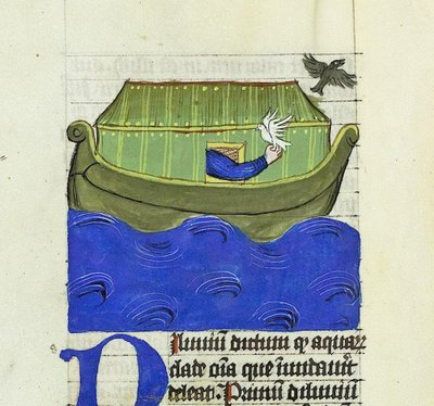 Noah releasing The dove and the raven, De Rerum Naturis - Rabanus Maurus, c.1425 by German School