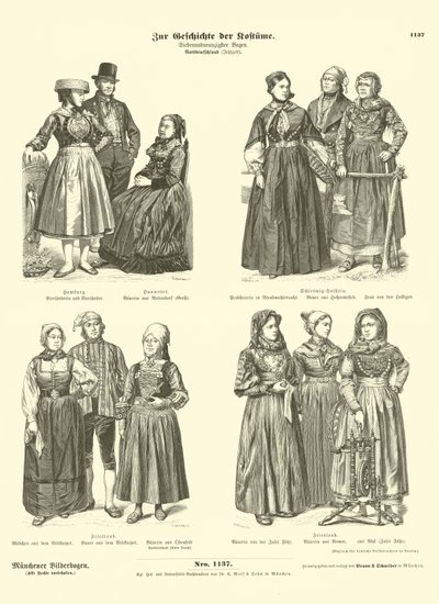 North German Costumes, Late 19th Century by German School