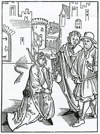Of the contempt and dispysynge of pouertye, illustration from Alexander Barclay