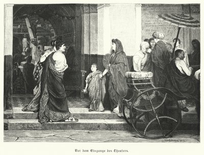 Outside the entrance to a Roman theatre by German School
