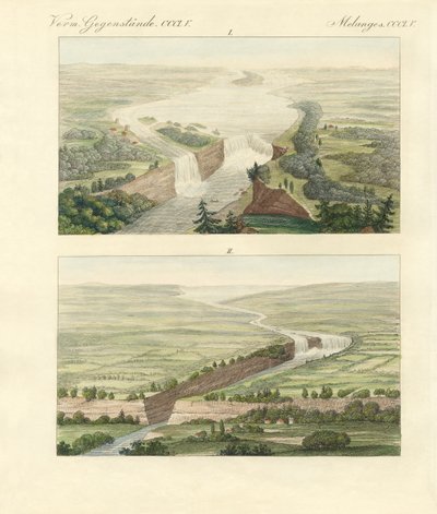 Over the Niagara Falls and its setting by German School