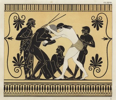 Peleus and Atalanta Wrestling by German School