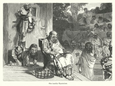 Performance of a comedy at a theatre in Ancient Greece by German School
