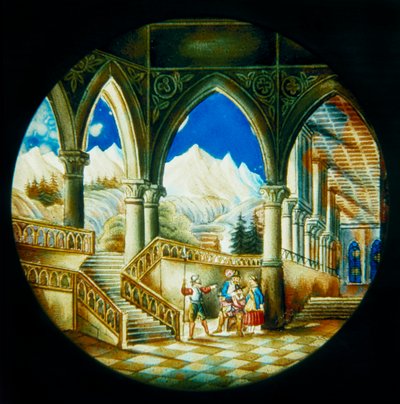 Plate Depicting an Interior View of a Palace and a Landscape by German School