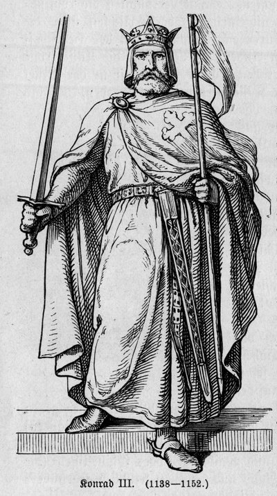 Portrait of Conrad III by Hohenstaufen (1093-1152), German Roman Emperor. Engraving in 