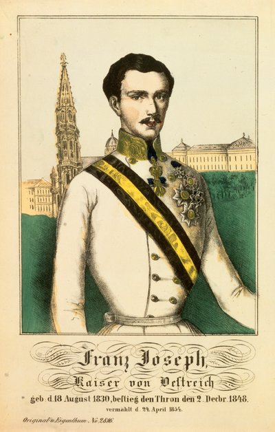 Portrait of Franz Joseph I, Emperor of Austria, from Neuruppiner Bilderbogen, 1854 by German School