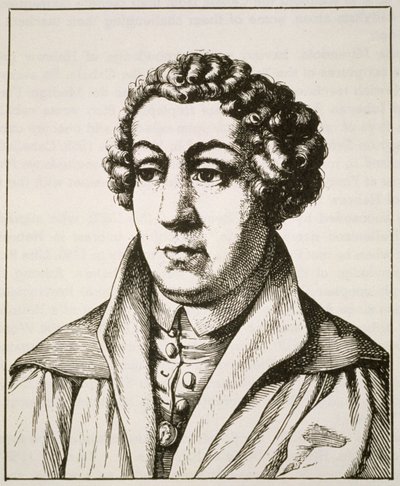 Portrait of Johann Reuchlin, copy of a 19th-century German engraving, illustrated in History of Magic, published late 19th century by German School