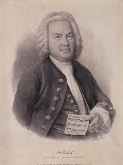 Portrait of Johann Sebastian Bach engraved by F.G. Schlick by German School