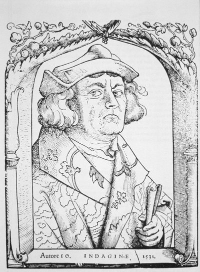 Portrait of John of Indagine, after Hans Baldung Grien, from Chiromantia by Ioannes ab Indagine, Strasburg 1531, illustrated in History of Magic, published late 19th century by German School