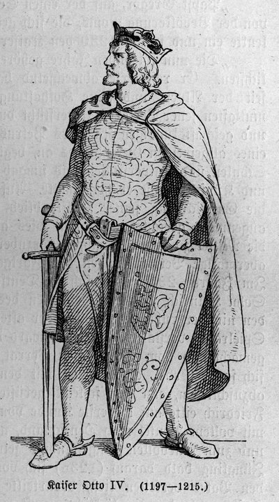 Portrait of Otto of Brunswick, German Roman Emperor and King of Italy. Engraving in 