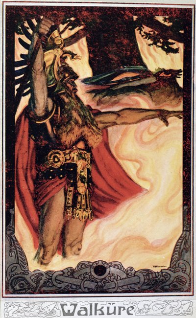 Postcard depicting Odin Calling Up the Fire, 1914 by German School