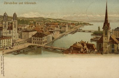 Postcard Depicting a General View of the City of Zurich by German School