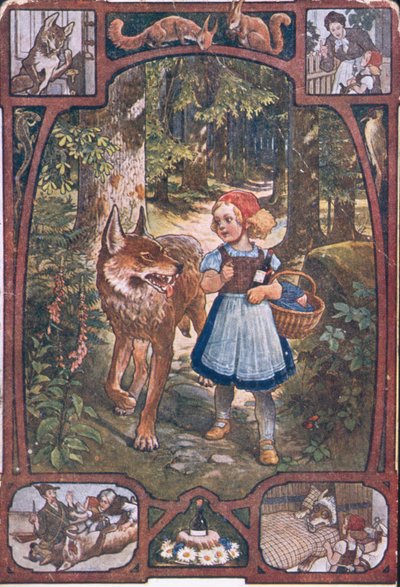 Postcard depicting scenes from Little Red Riding Hood, c.1910 by German School