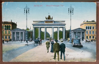 Postcard depicting the Brandenburg Gate in Berlin by German School