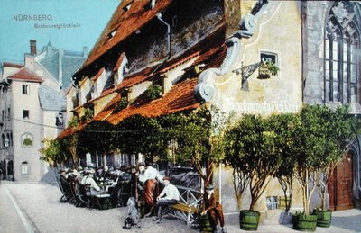 Postcard depicting the Bratwurstglocklein restaurant in Nuremberg, pre 1914 by German School