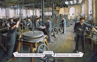 Postcard depicting the Karl Krause factory in Leipzig, c.1905 by German School
