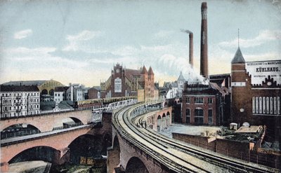 Postcard depicting the Overground Metro in Berlin by German School