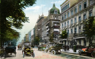 Postcard depicting the Unter den Linden and the Kranzler-Eck in Berlin, c.1910 by German School